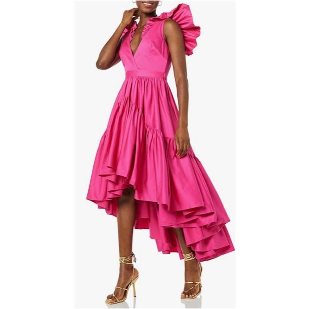 Making the Cut XXL Sienna Li Hot Pink V-neck Ruffle Wedding Guest Dress NWT